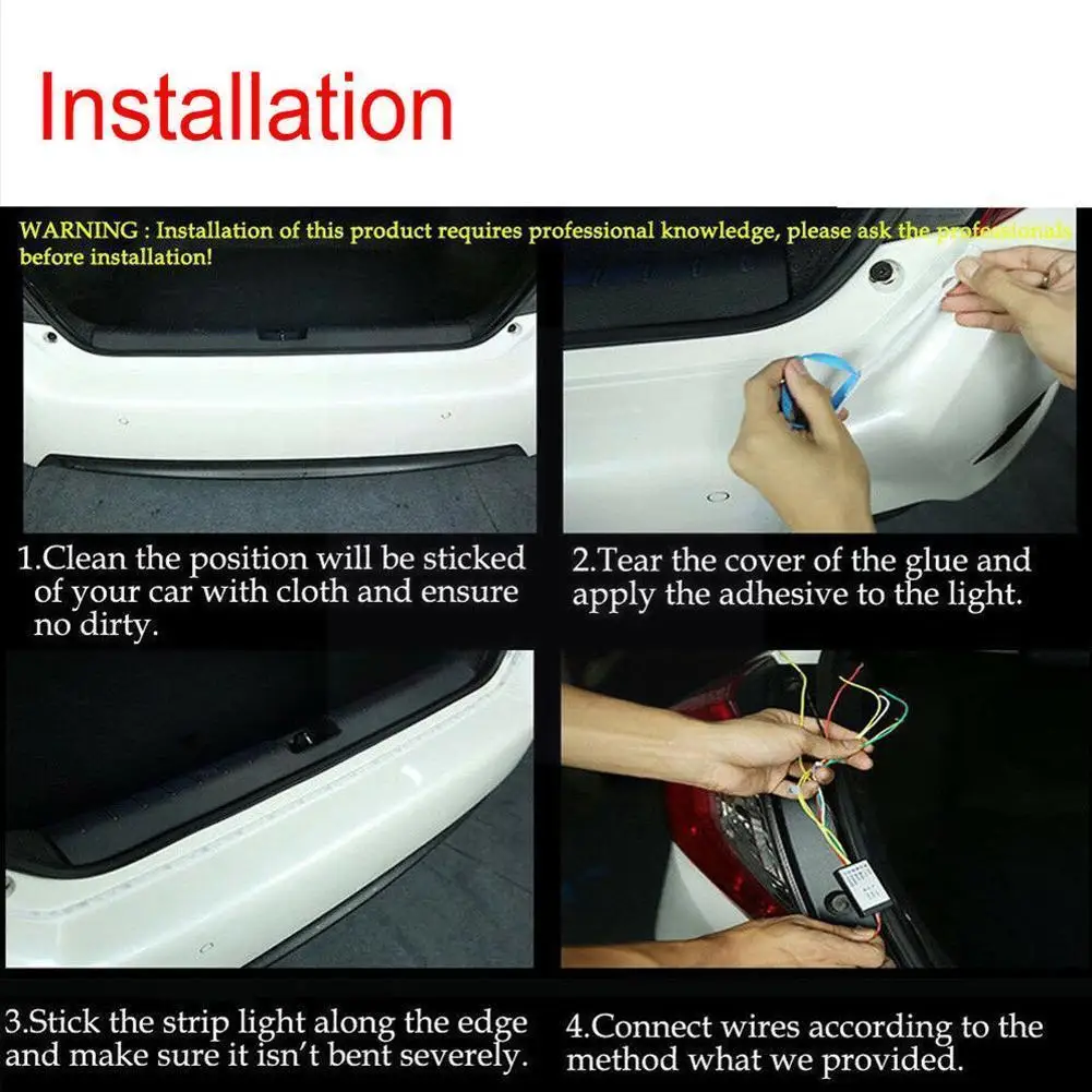 

Car Styling Turn Signal Amber Flow Led Strip Trunk Light Running Light Blue RED Brake Light Ice DRL LED Daytime Tail D2D6