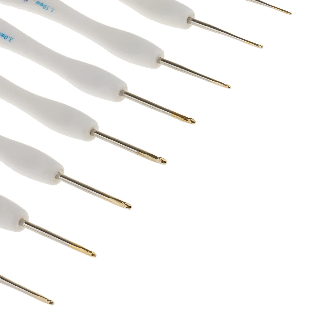 

8 Sizes 1.0-2.75mm Crochet Hook Plastic Handle Knitting Needles Weave Crafts