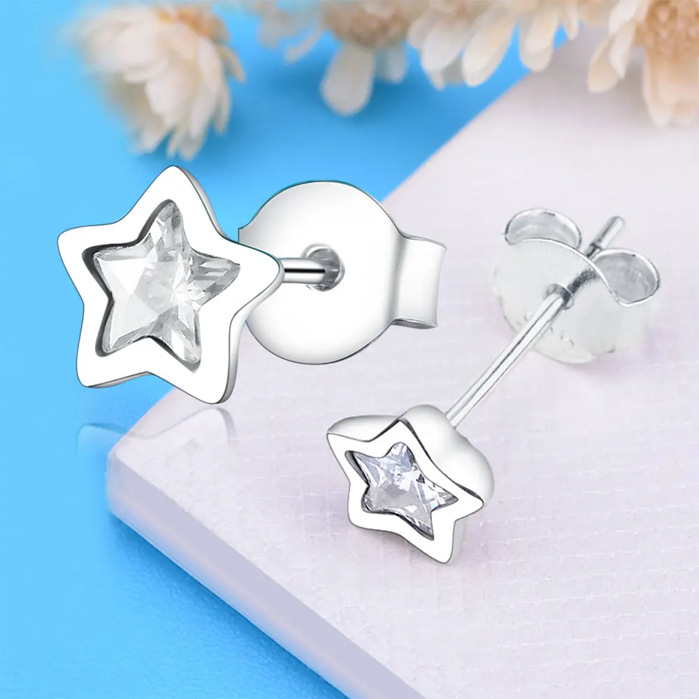 Женские серьги гвоздики из серебра 925 пробы с фианитом|Серьги-гвоздики| |