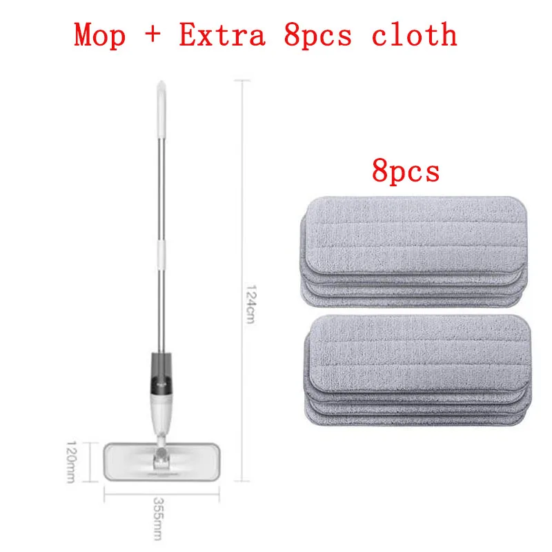 Mop with 8pcs cloth Xiaomi Mijia Smart Deerma спрей для воды Швабра 360 Вращающаяся Чистящая тканевая головка деревянный пол керамическая плитка Швабра инструменты для сухой чистки - Цвет: Mop with 8pcs cloth