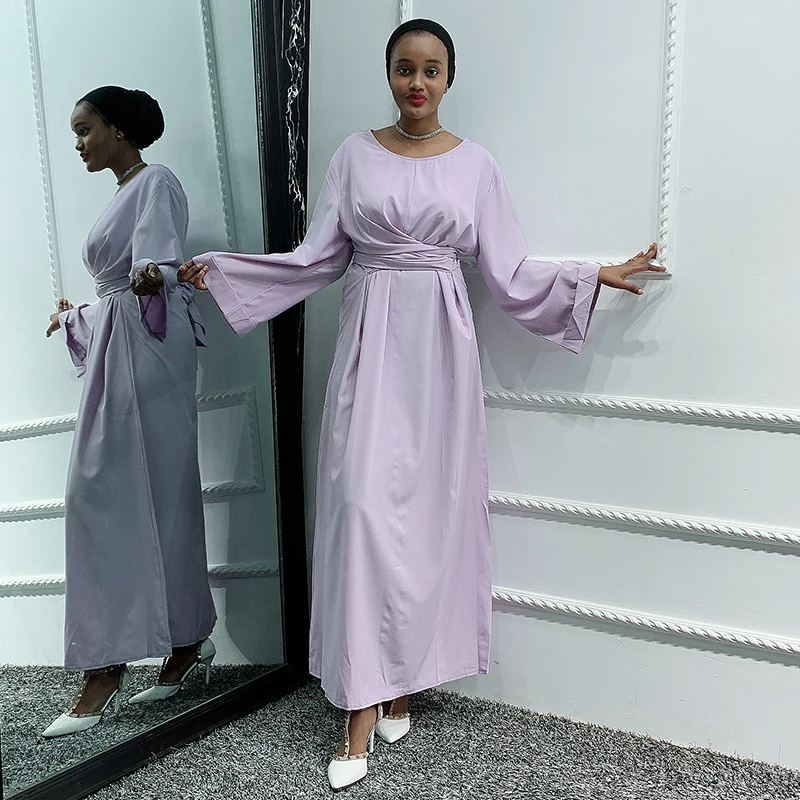Женское платье абайя Siskakia однотонное Бандажное из двух частей для Африки