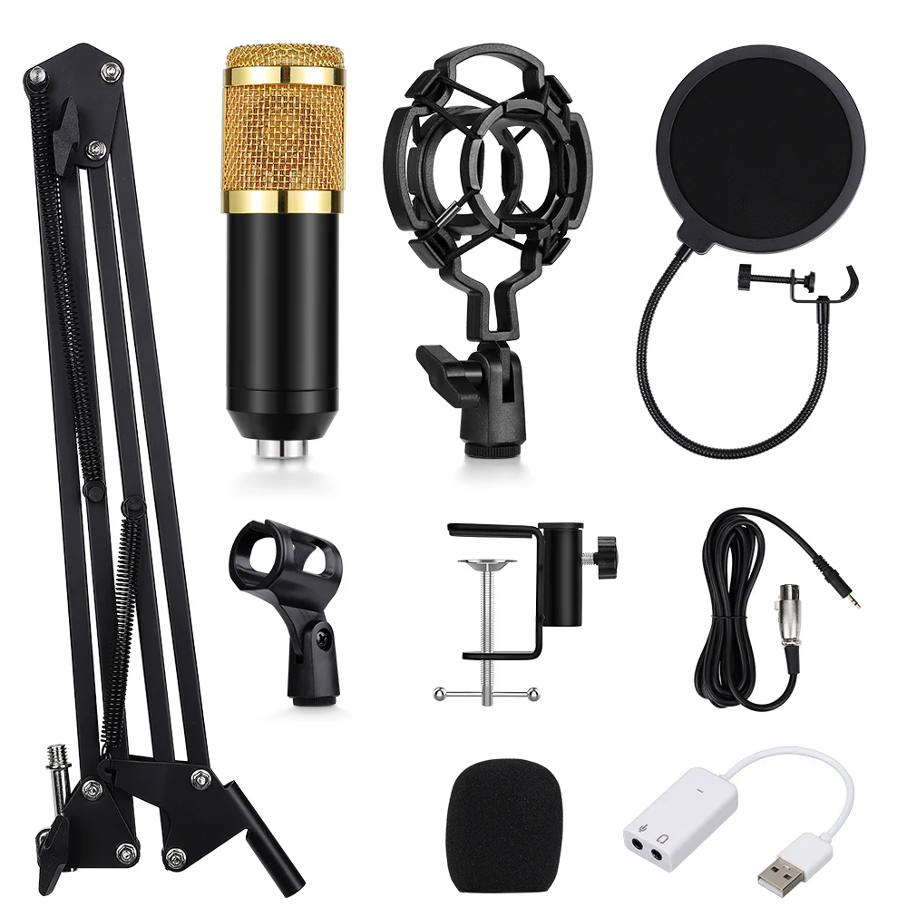 BM800 профессиональный студийный микрофон конденсаторный аудио 3 5 мм проводной для