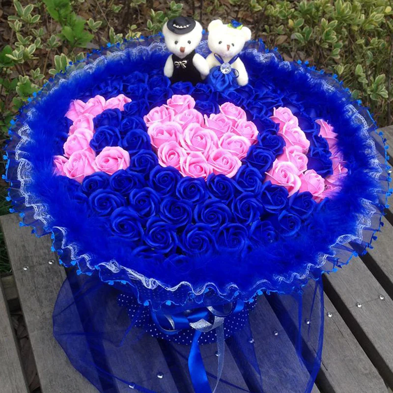 Новинка мыльный цветок мультяшная кошка игрушка плюшевый букет на День святого