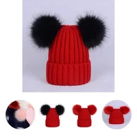 casual beanie hat solid color adult children pompoms pure color beanie hat hat beanie cap