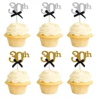 10 шт золотой серебряный 30 день рождения торт Топпер счастливый 405060 годовщина день рождения украшения для взрослых Свадьба поставка