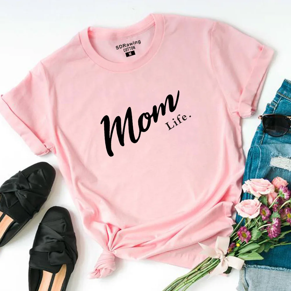 Харадзюку футболка Mom Life подарок на день матери женская футболка Mom Life футболка с графическим принтом Летние повседневные женские Топы Прямая поставка