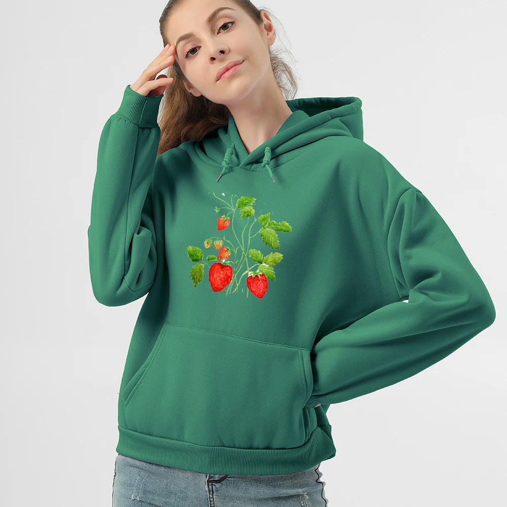 Strawberry Hoodies Women Harajuku Kawaii Sweatshirts Kpop Femmes Sweetshirts Streetwear Autumn Winter Plus Size Woman Clothing