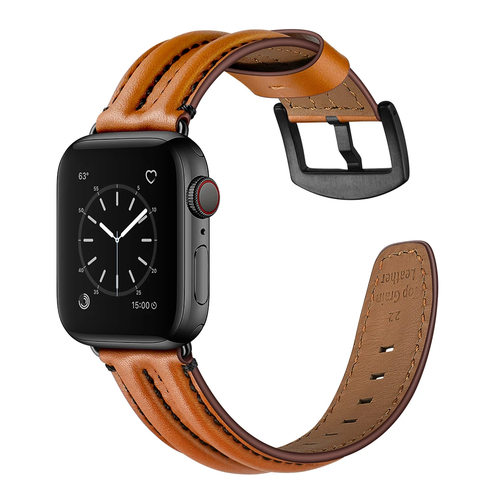 Ремешок из натуральной кожи для Apple Watch 5 Band 40 мм 44 роскошный сменный Браслет iWatch4 3 2