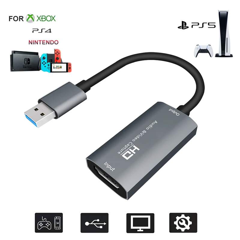 

Type-C Dual HDMI Video Capture Card 4K 1080P 60FPS USB3.0PS4 XBOX Switch Game Audio Video Live Streaming to Macbook Laptop PC