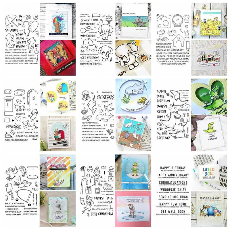 Прозрачные силиконовые штампы 4*6 дюймов милые животные медведь слон мыши собака