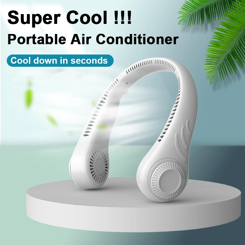 

Neckband Fan with 3 Speeds Portable Fan Air Conditioning Cooler Cooling Fan Neck Fan 4000Mah Ventilador Usb Rechargeable