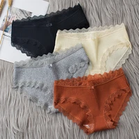womens panties sexy lace threaded underwear female mid waist soft comfortable lingerie girl lingerie sweet clothes solid color