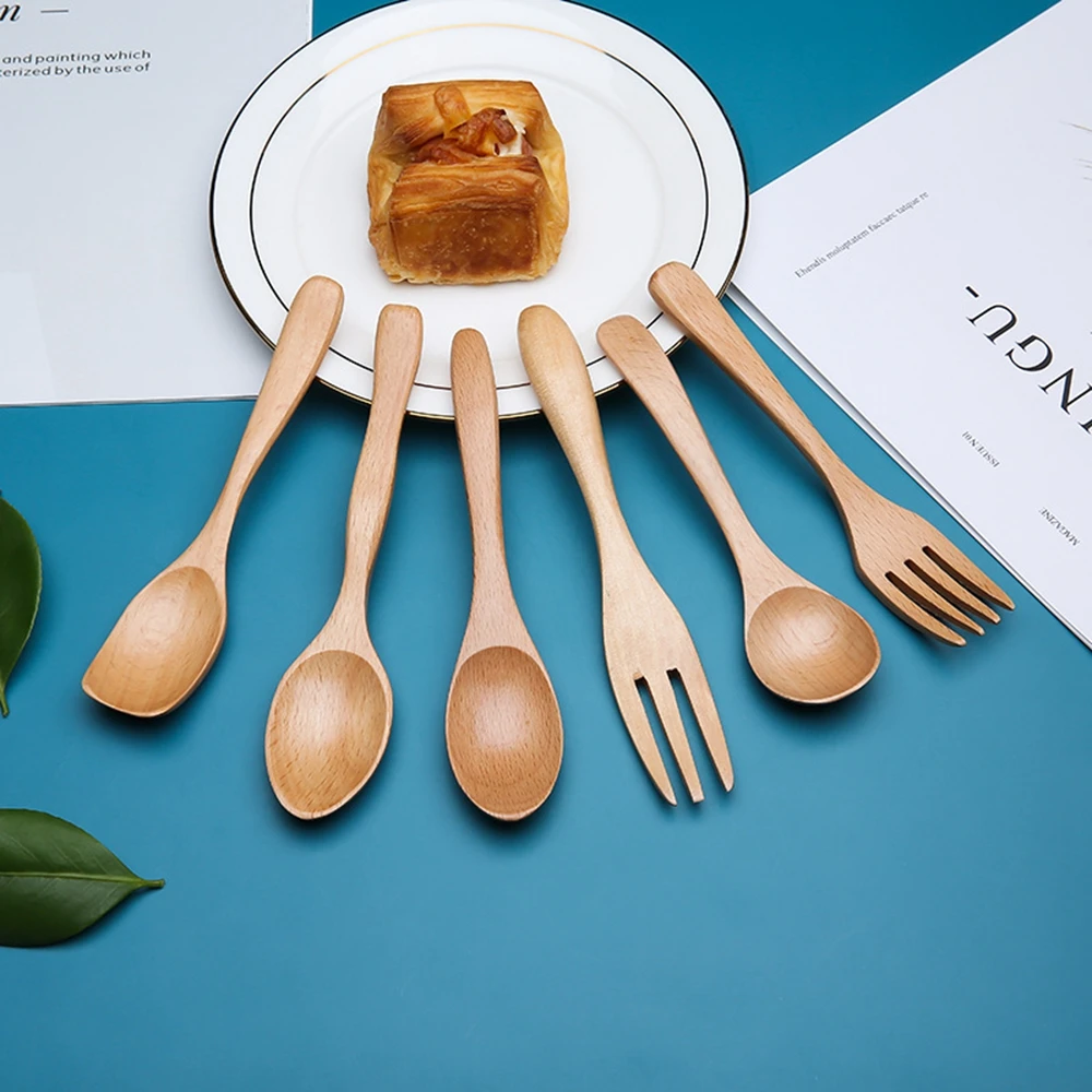 

Eco Friendly Durable Fork Cooking Utensils Flatware Dessert Soup Spoons Tea Spoon Wooden Spoon Stirring Spoon