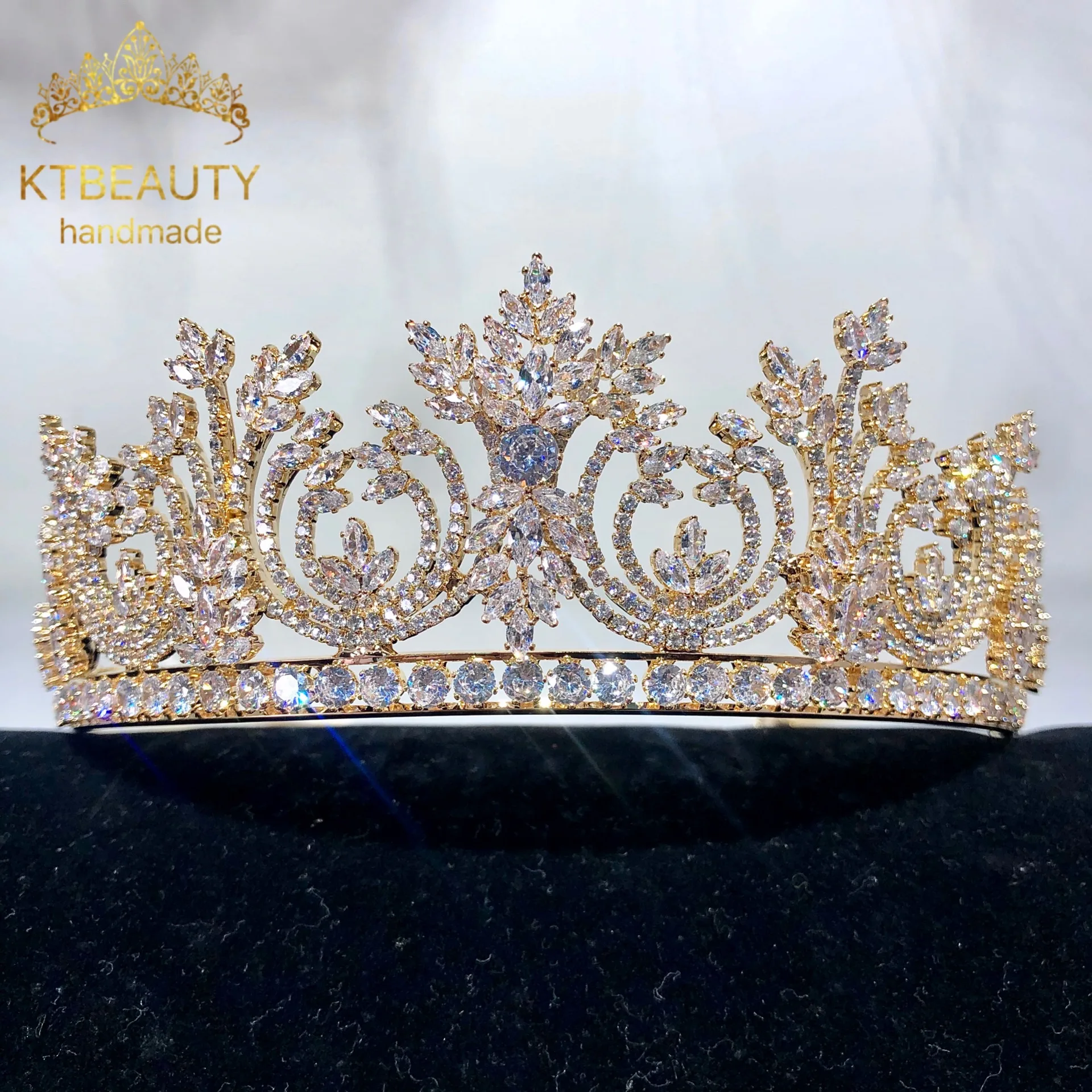 Новая тиара стразы полукрутящаяся большого размера серебристая/Золотистая