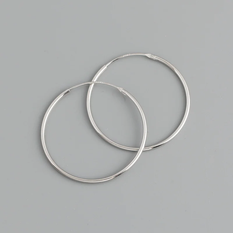 

BIJOX STORY Simple Circle Hoop Earrings For Women Real 925 Sterling Silver 12-28mm Vintage Anniversary Engagement Fine Jewelry