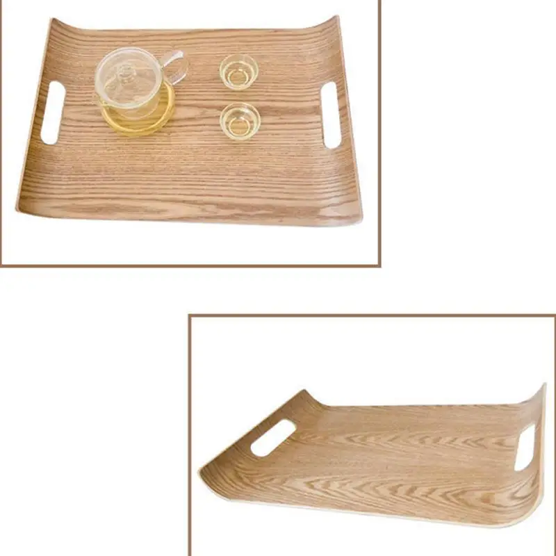 

Kitchen Storage Tray Double Handles Square Wooden Tray Serving Tray Friut Tray Food Tray for Party Service Breakfast in Bed