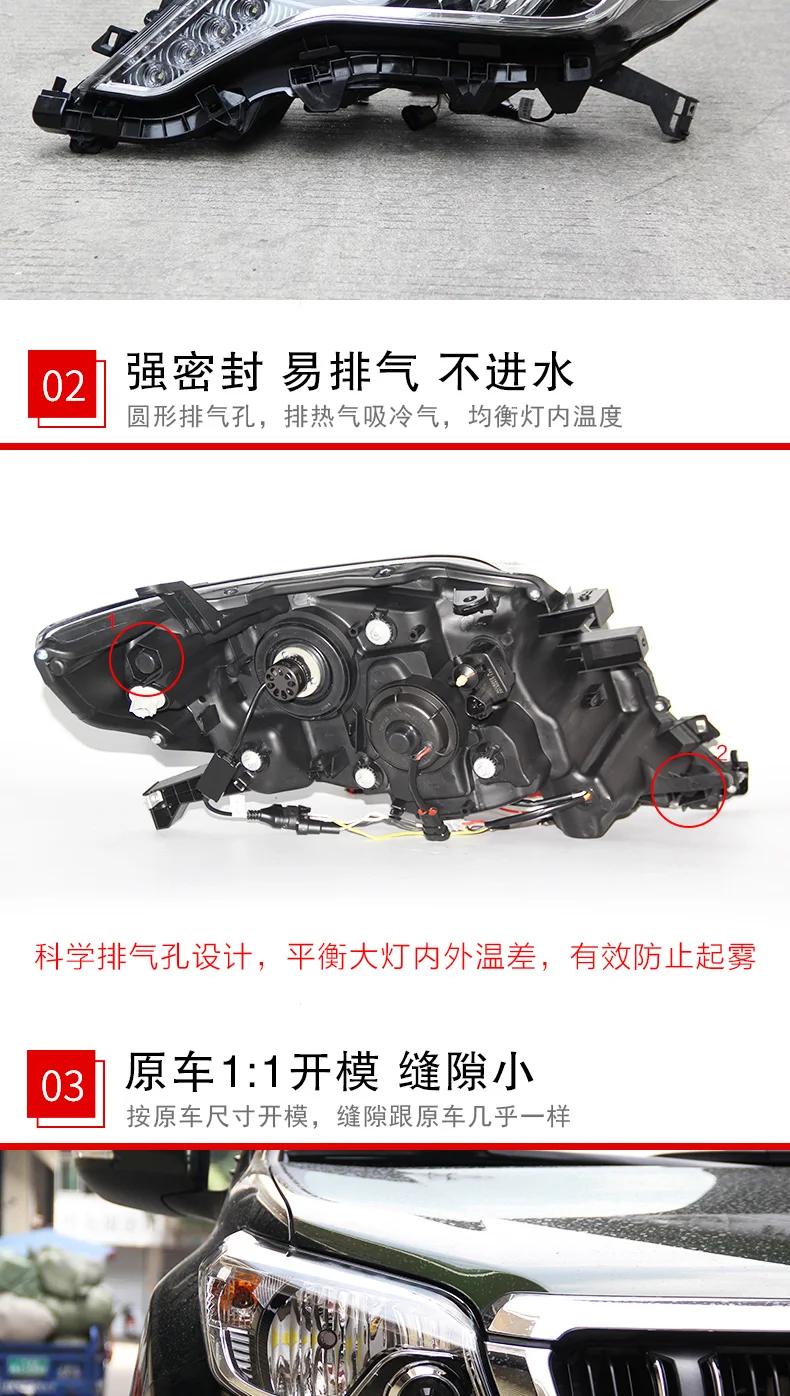 Автомобильный Стайлинг для Toyota- Prado светодиодный налобный фонарь светодиодный DRL Hid головной фонарь Ангел глаз биксенон двойной луч фары аксессуары