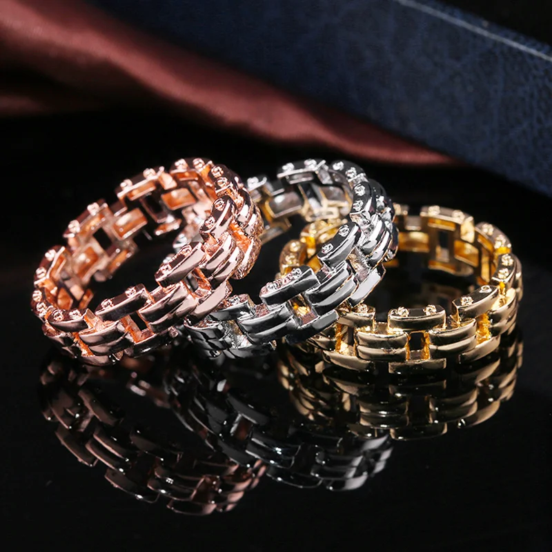 

Stackable Link Chain Design Men Rings 3 Colors Available Geometric Strength Powerful Men Knuckle Ring Punk Style Jewelry