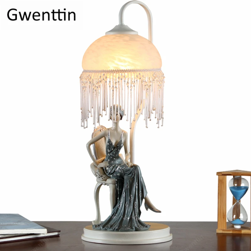 Современный элегантный стеклянный Настольный светильник для девочек гостиной