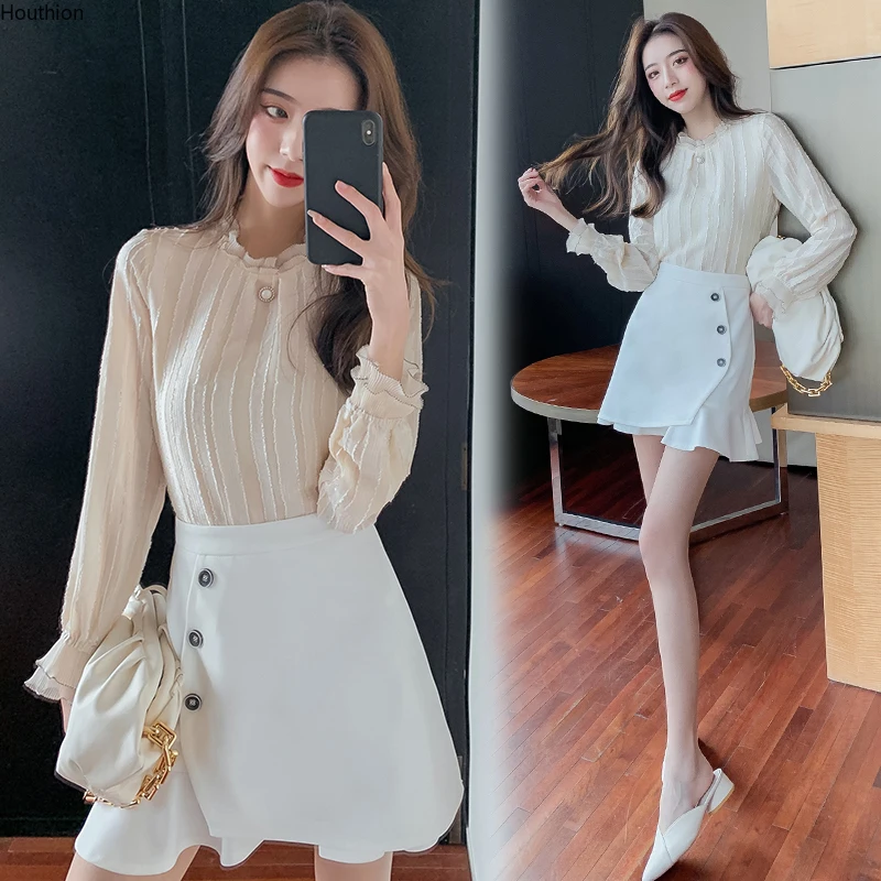 

Женская юбка с высокой талией и оборками Houthion, новая облегающая Повседневная модная однотонная летняя юбка