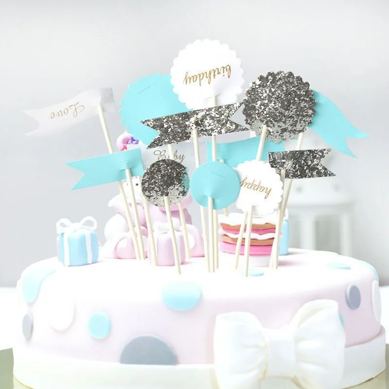 Cakelove 13pcs с днем рождения любят детское блестящее флаг счастливый Любовь Торт