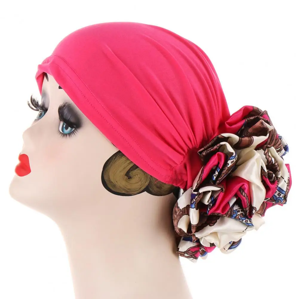 Large Flower Head Scarf Women Turban Cap No Brim Headwrap Hat Hair Accessories for bandana повязка на голову |