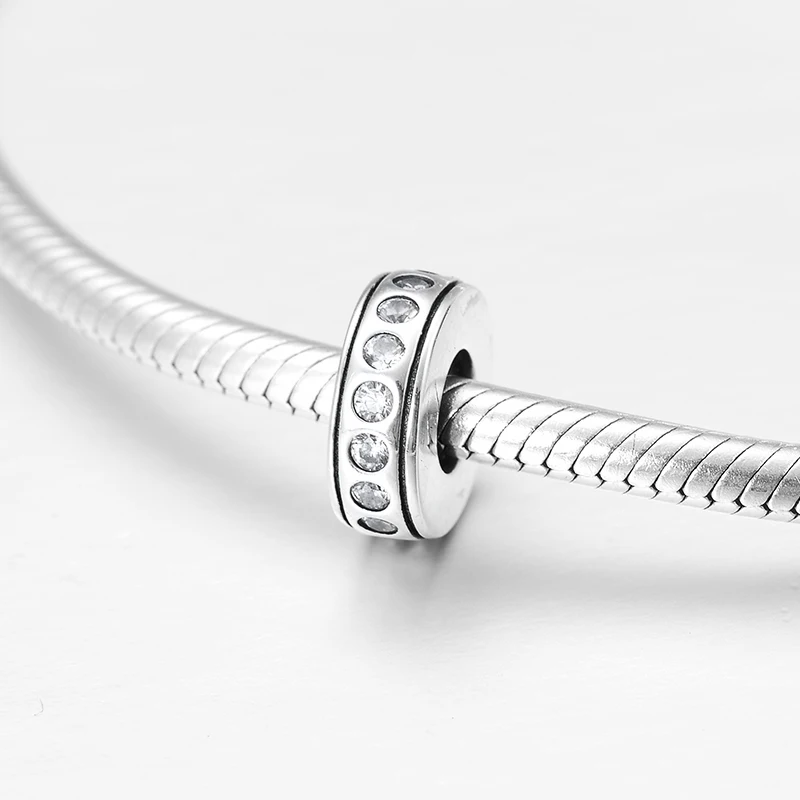 Бусина-пробка из серебра 925 пробы с фианитами | Украшения и аксессуары