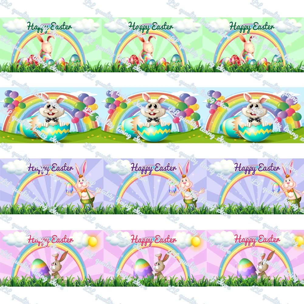 

Корсажная лента с принтом радужного кролика и Пасхи 16-75 мм/16 мм, эластичные ленты с принтом для рукоделия, банты для волос, тесьма для шитья 50 ...