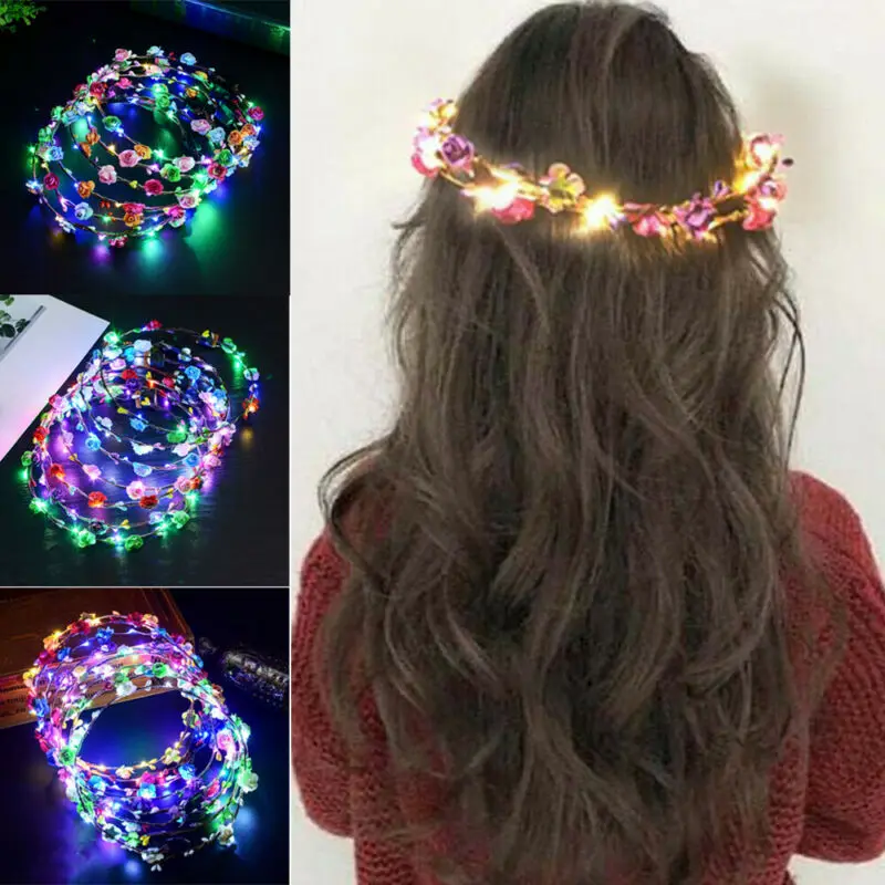 1 шт. Для женщин светодиодный светильник волосы Венок повязка на голову