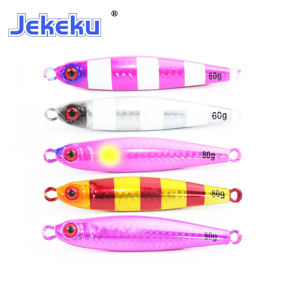 

JEKEKU New 1Pcs Matel Jigging Spoon 60g 80g Sea Jigging Fish Sea Fishing Lure Artificial Bait Tackle