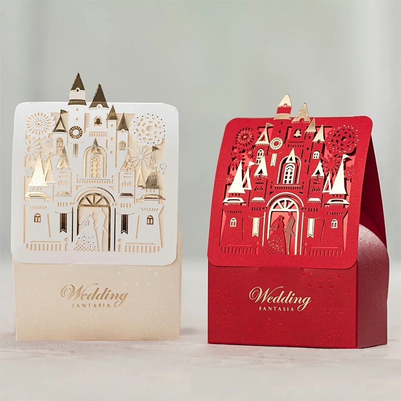 WISHMADE 1 шт. золотистые и красные свадебные коробки с лазерной гравировкой