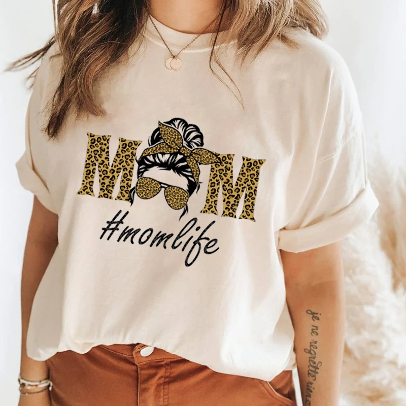 Женская модная прическа с коротким рукавом Повседневная футболка принтом