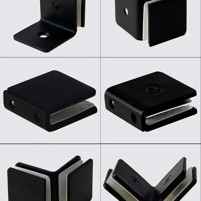 Черный зажим для стекла из нержавеющей стали душевой комнаты держатель