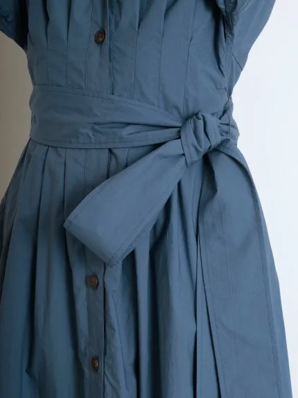 

French Classic Shirt Dress Fashion Puff Sleeve High Waist Slimming Lace-up Long Dress Female 2021 Summer Fresh Temperament Dress