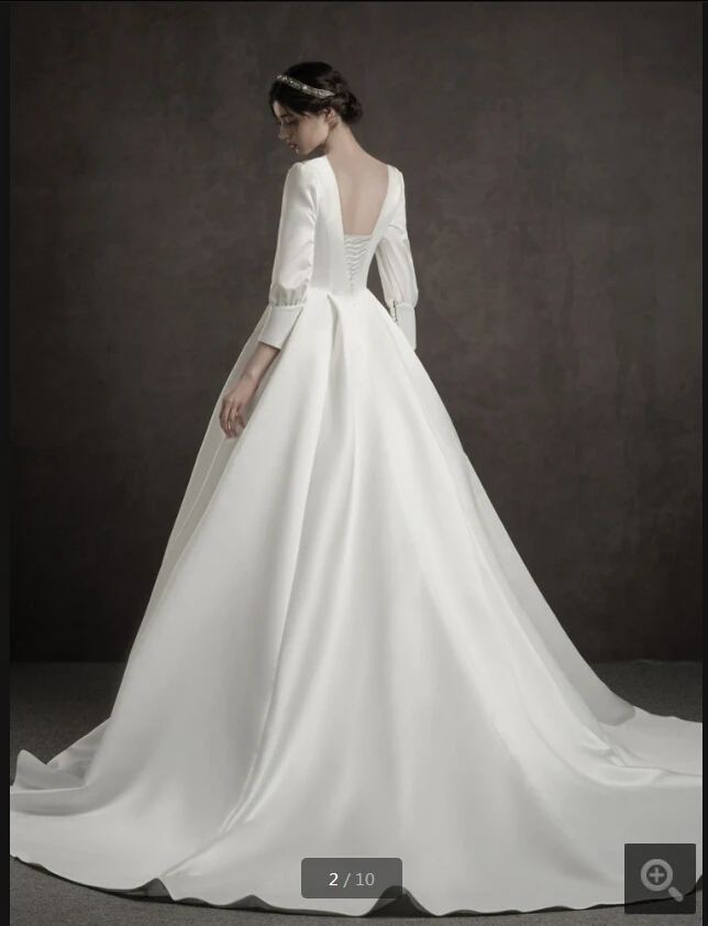 2020 new arrival white lace satin corset a line wedding dress 3/4 sleeve deep v neck sexy court train bridal gowns hot sale | Свадьбы и