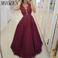 burgundy evening dresses 2020 embroidery pearl beading belt floor length evening dress long formal gowns vestidos