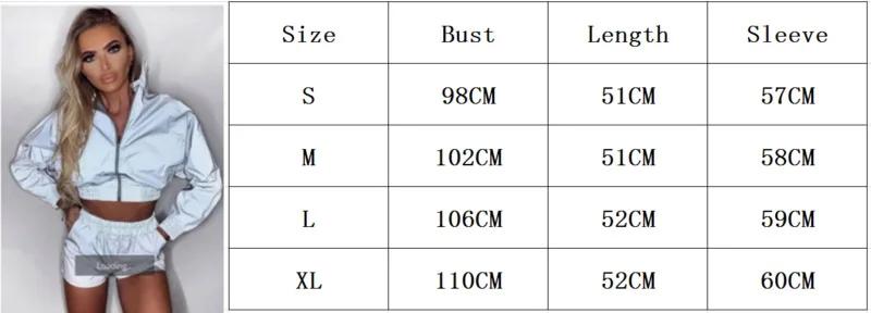 

Women Fashion Casual Reflective Coat Loose Outwear Long Sleeve Turn-Down Collar Gray Jacket High Quality Collect Waist Short Top