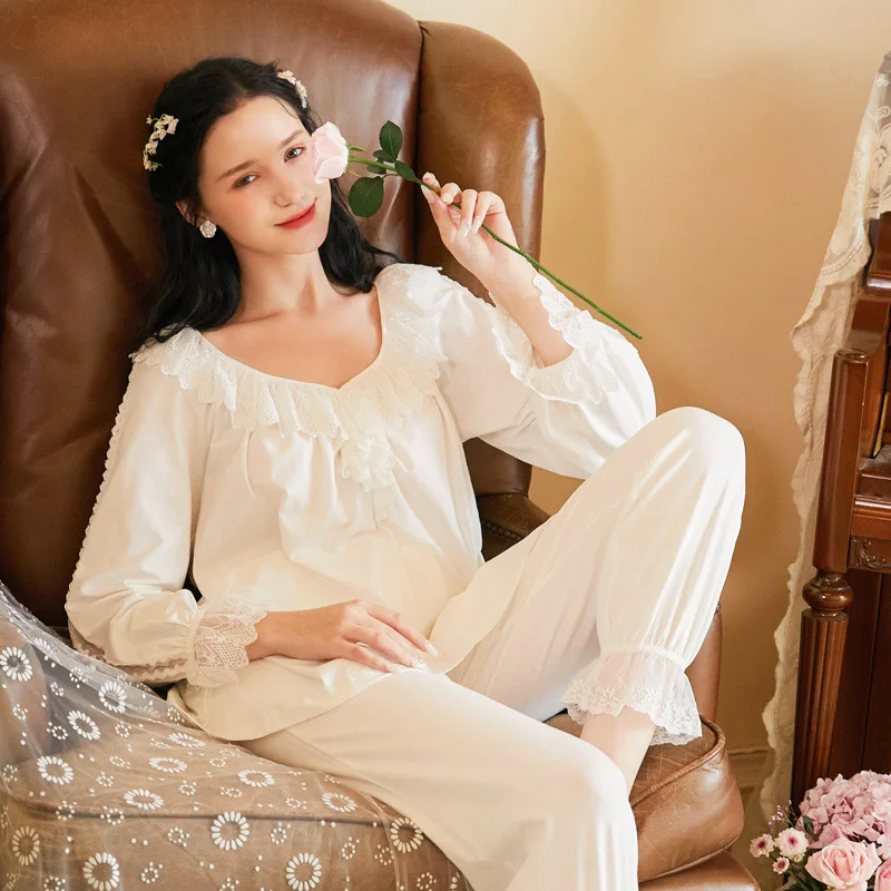 

Roseheart White Sexy Women Sleep Nightwear Suits Night Lace Pajama Sets Sleepwear 2 Pieces Backless Long Homewear