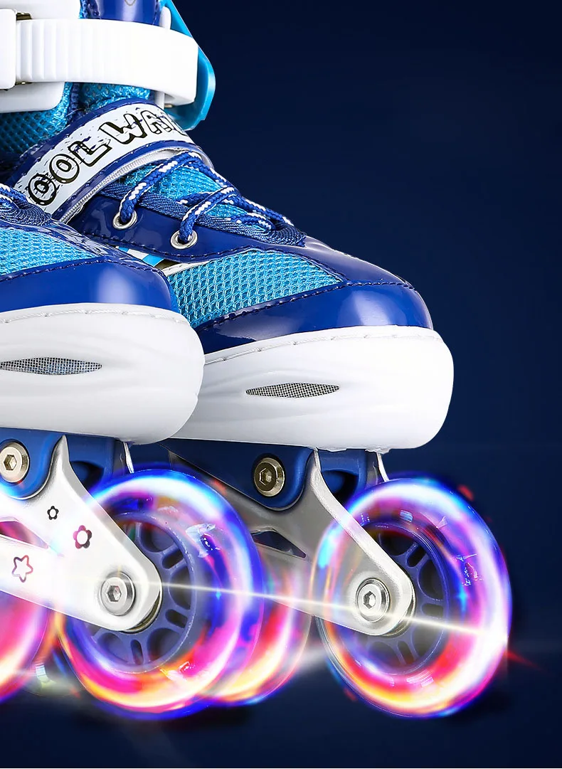 

New Children Adjustable Skates Roller Skates Boy's Girl's Full Set Single Flash Skates Shoes