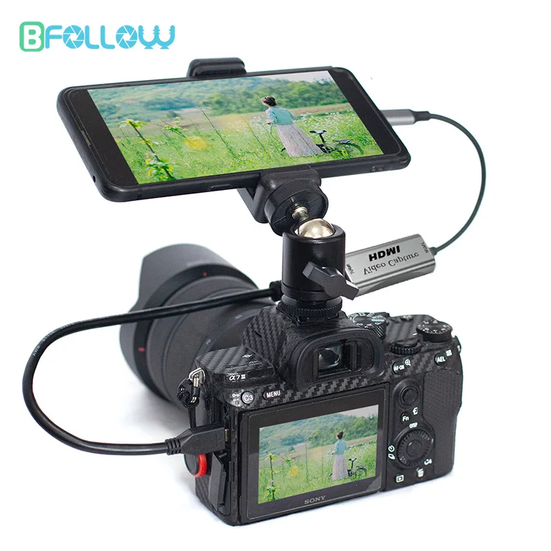 BFOLLOW Android смартфон как DSLR камера портативный монитор адаптер для видеокамеры Vlog Youtuber видеокамера видеозахват HDMI кабель
