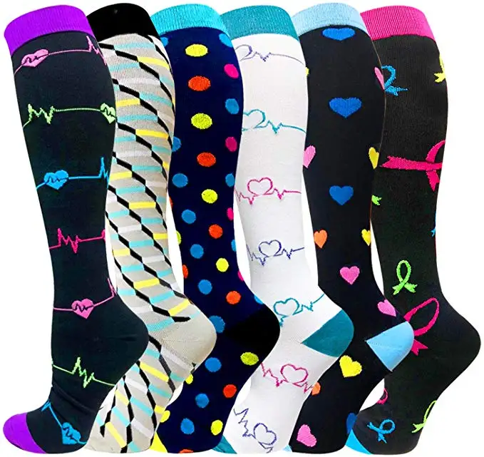 

8 Styles Compression Socks Men Women Nylon Yarn Outdoor Sports Long Tube Stockings Running Socks Colorful Marathon Unisex Socks