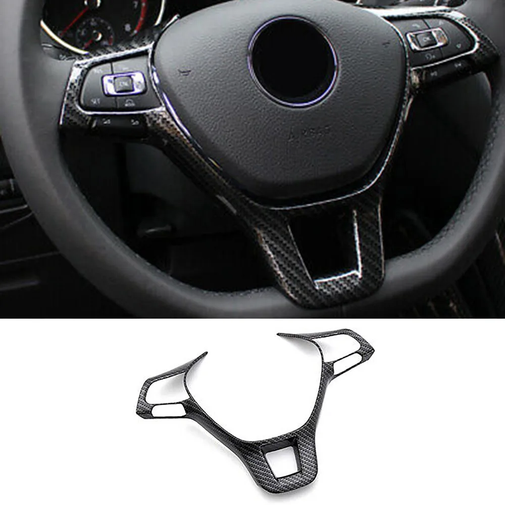 

Steering Wheel Cover Sticker Trim Black Button Carbon Fiber Frame Inner