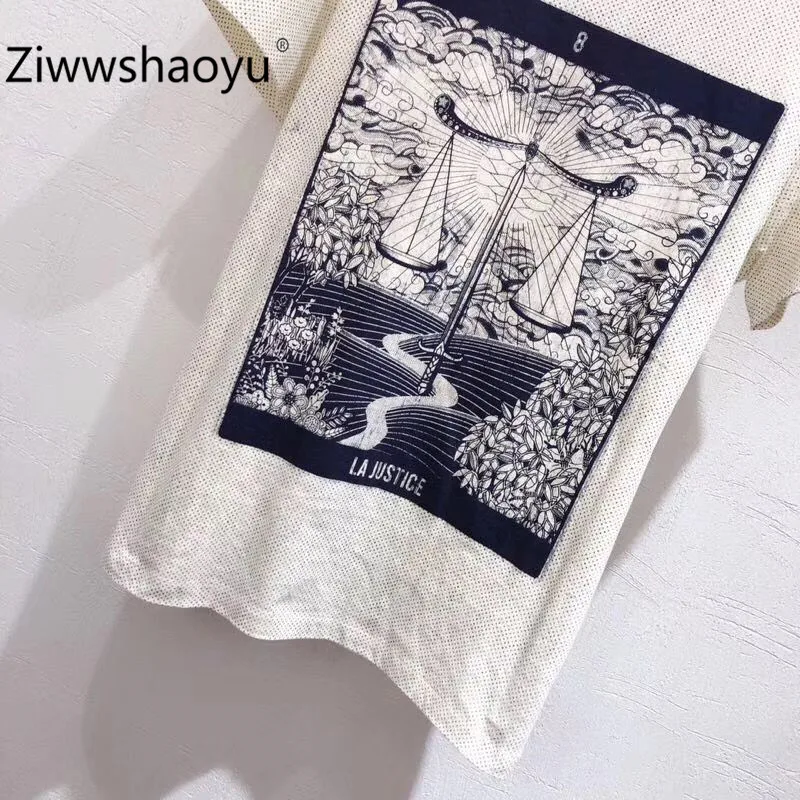 Ziwwshaoyu Новая высококачественная весенне-летняя модная футболка с принтом льняная+ хлопковая футболка с коротким рукавом женская