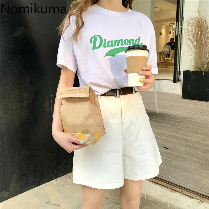 Nomikuma Summer New High Waist Shorts Sash Lace Up Solid Color Casual Loose Short Pants Korean Fashion Streetwear Ropa 3b406 | Женская