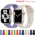 Ремешок силиконовый для Apple Watch band 40 мм 44 мм 45 мм 41 мм 38 мм 42 мм 44 мм, резиновый браслет для наручных часов iWatch Series 3 4 5 6 se 7