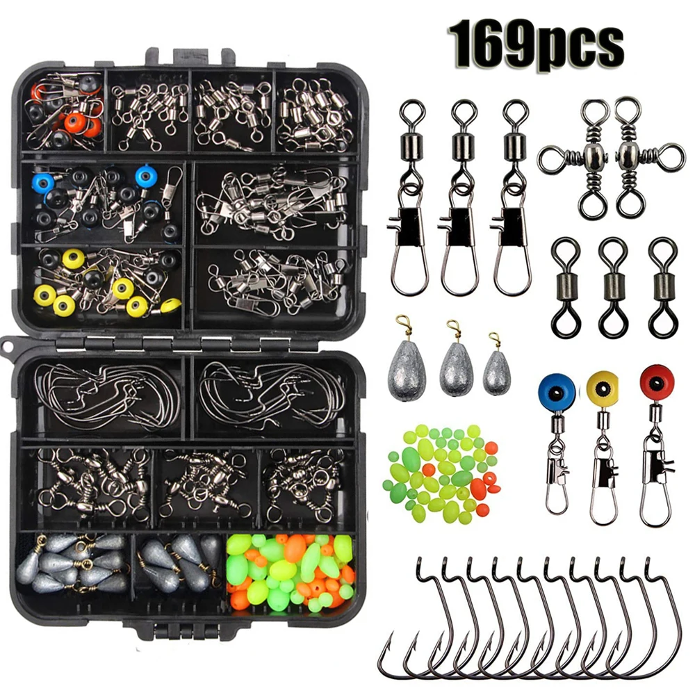 169 шт./корд. Φ включая джиг Крючки Bullet Bass Casting Sinker weight Swivels защелки Slide Line Beads|Коробки