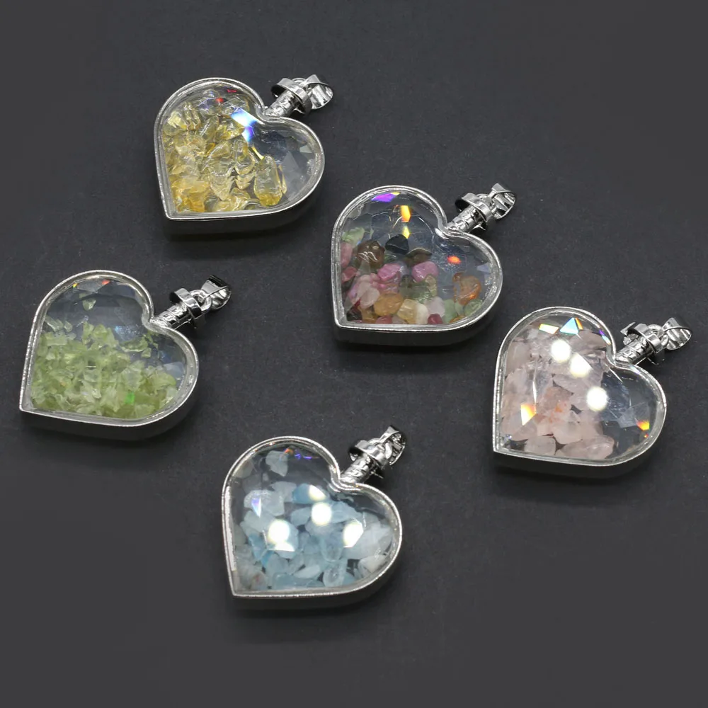 Подвеска из натурального камня в форме сердца прозрачная бутылочка желаний