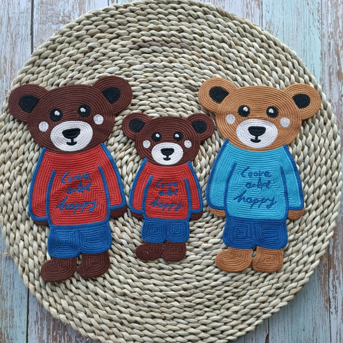 

large knit embroidery big weave bear animal cartoon patches for clothing 211202