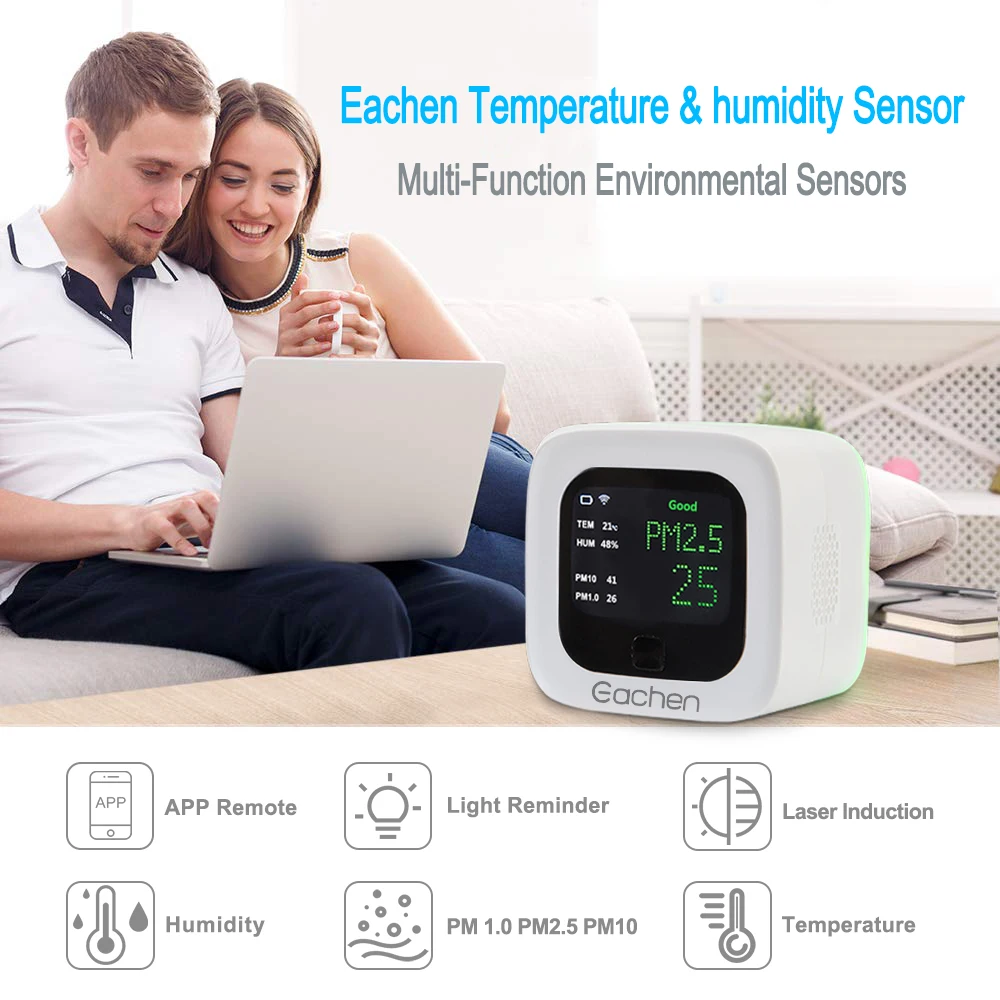 Eachen Smart WiFi PM2.5 датчик температуры и влажности экологический детектор (приложение