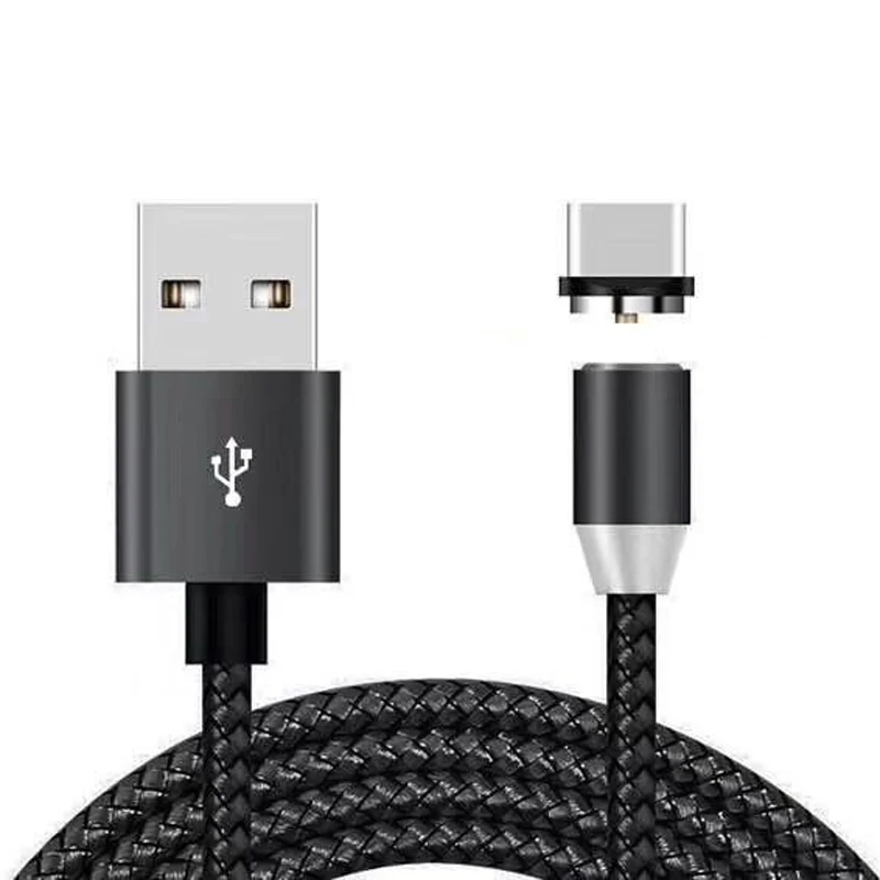 Черный Красивый Магнитный usb-кабель для быстрой зарядки USB type C кабель магнитное зарядное устройство для зарядки данных Micro usb кабель мобильного телефона кабель USB шнур - Цвет: Черный